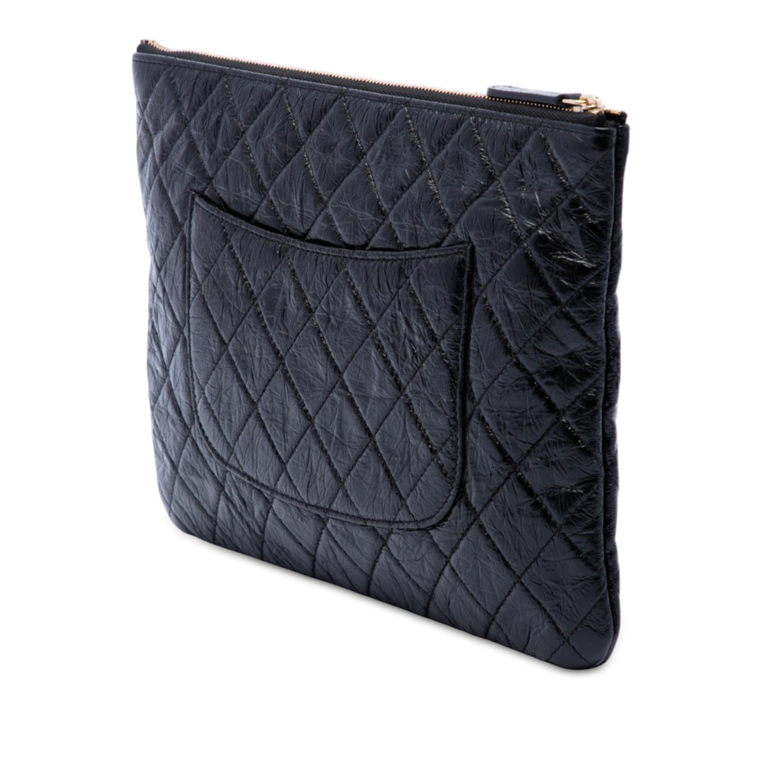 Froissé Night by the C O Étui Pochette Moyen Cuir de veau Noir