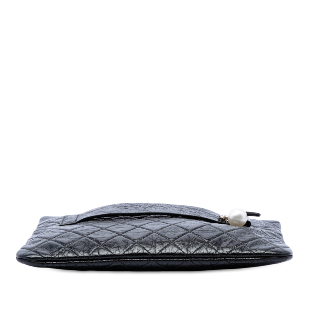 Froissé Night by the C O Étui Pochette Moyen Cuir de veau Noir