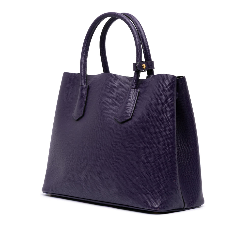 Medium Saffiano Cuir Double Satchel Purple - Gaby Paris