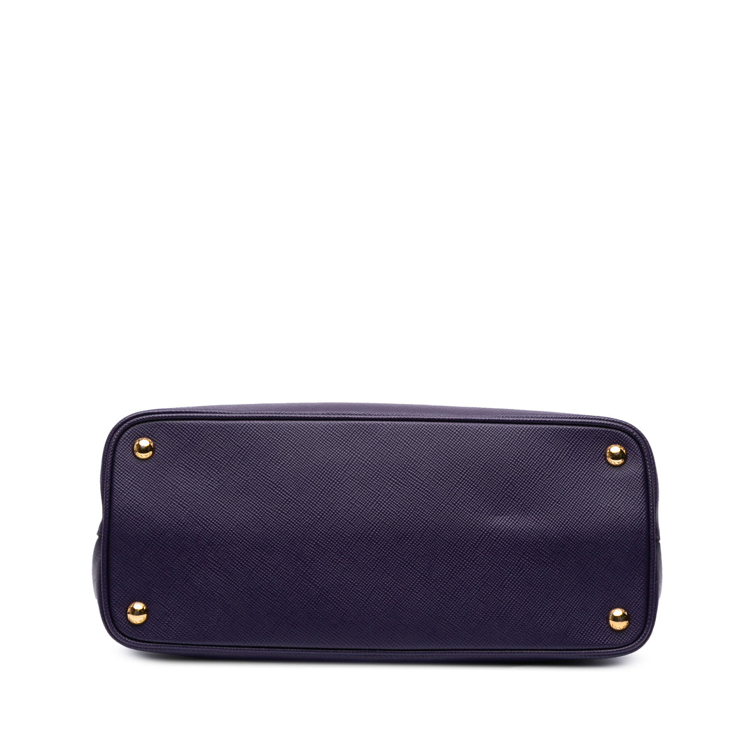Medium Saffiano Cuir Double Satchel Purple - Gaby Paris