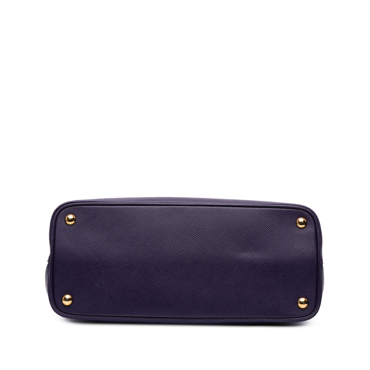 Medium Saffiano Cuir Double Satchel Purple - Gaby Paris