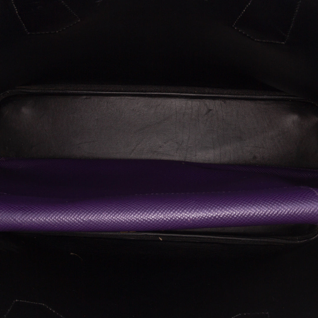 Medium Saffiano Cuir Double Satchel Purple - Gaby Paris