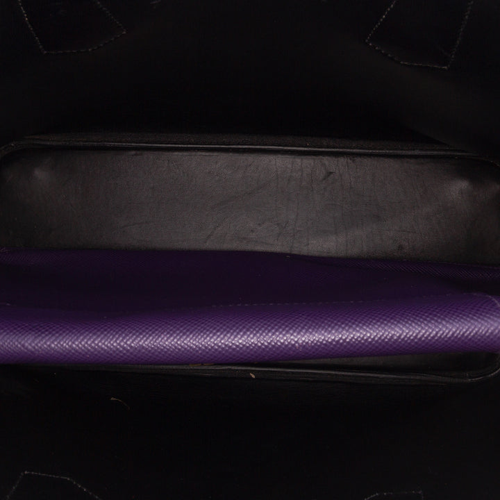 Medium Saffiano Cuir Double Satchel Purple - Gaby Paris