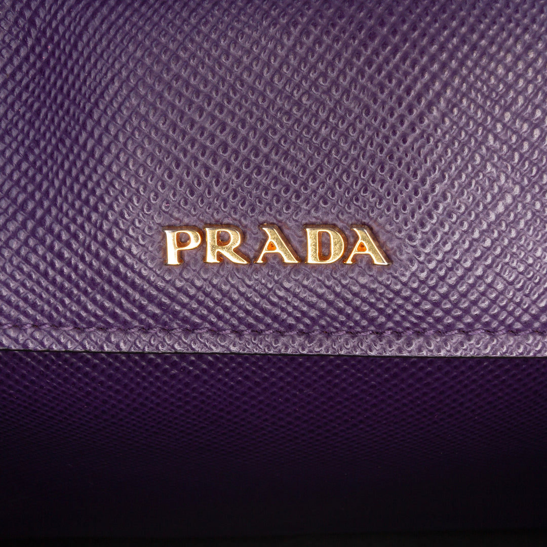 Medium Saffiano Cuir Double Satchel Purple - Gaby Paris