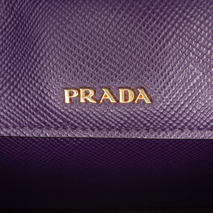 Medium Saffiano Cuir Double Satchel Purple - Gaby Paris