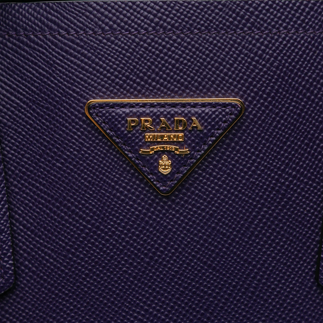 Medium Saffiano Cuir Double Satchel Purple - Gaby Paris