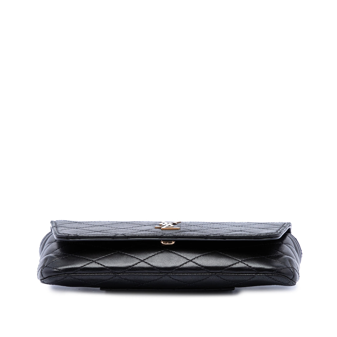 Saint Laurent Matelassé Cuir d’agneau Monogram Gaby Phone Holder Sac porté croisé