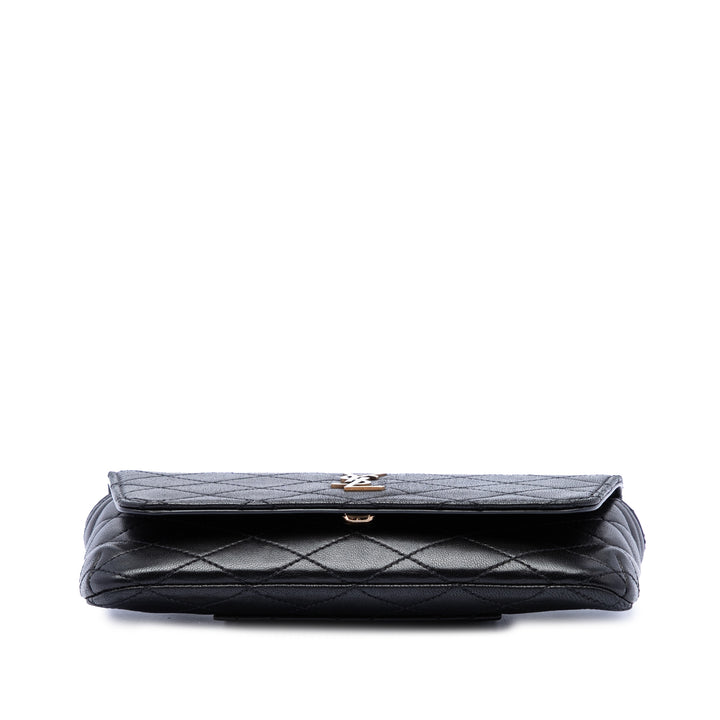 Saint Laurent Matelassé Cuir d’agneau Monogram Gaby Phone Holder Sac porté croisé