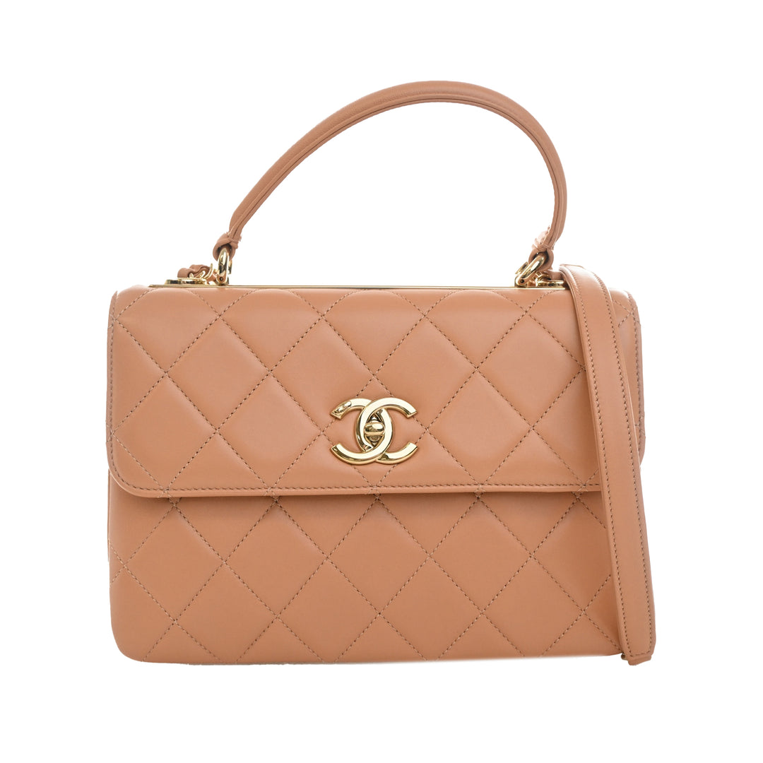 Matelassé Trendy CC à rabat Petit Cuir d'agneau Beige