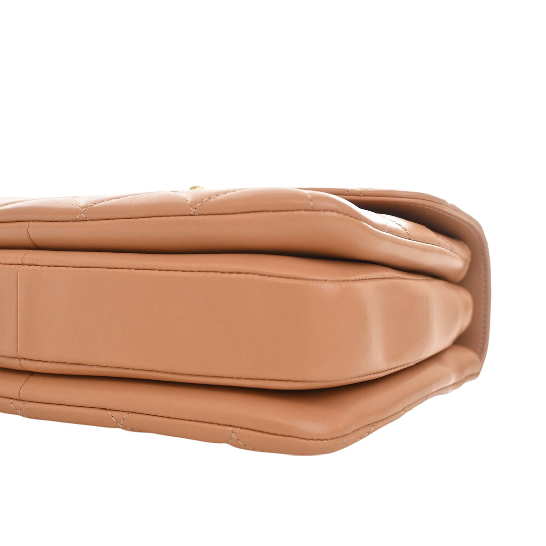 Matelassé Trendy CC à rabat Petit Cuir d'agneau Beige