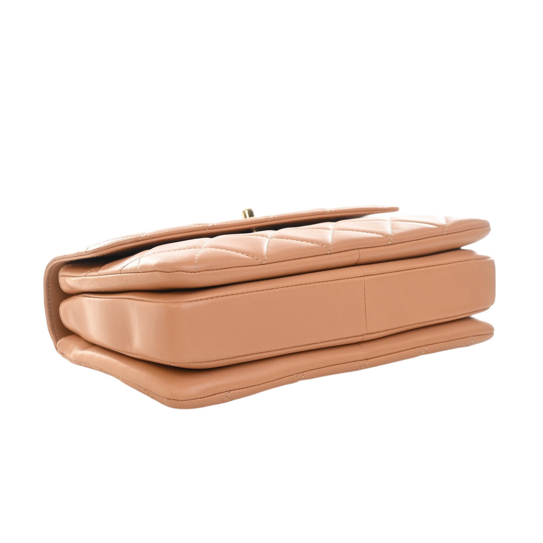 Matelassé Trendy CC à rabat Petit Cuir d'agneau Beige
