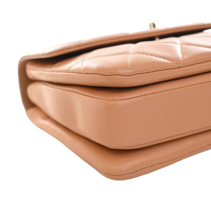 Matelassé Trendy CC à rabat Petit Cuir d'agneau Beige