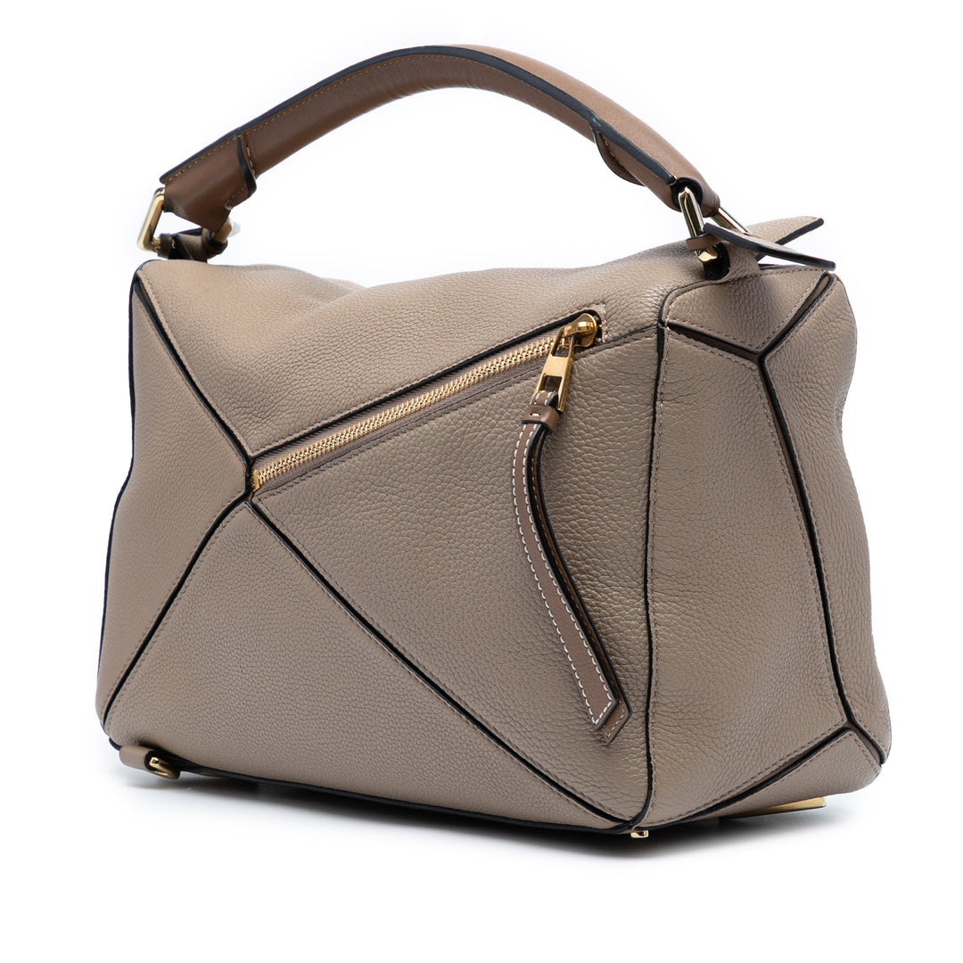 LOEWE Medium Cuir de veau Puzzle Sac cartable Marron