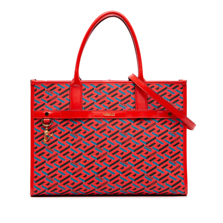 Versace Multicolor La Greca Cabas Toile enduite
