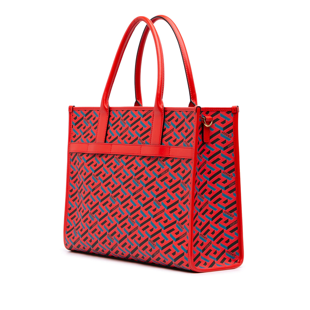 Versace Multicolor La Greca Cabas Toile enduite