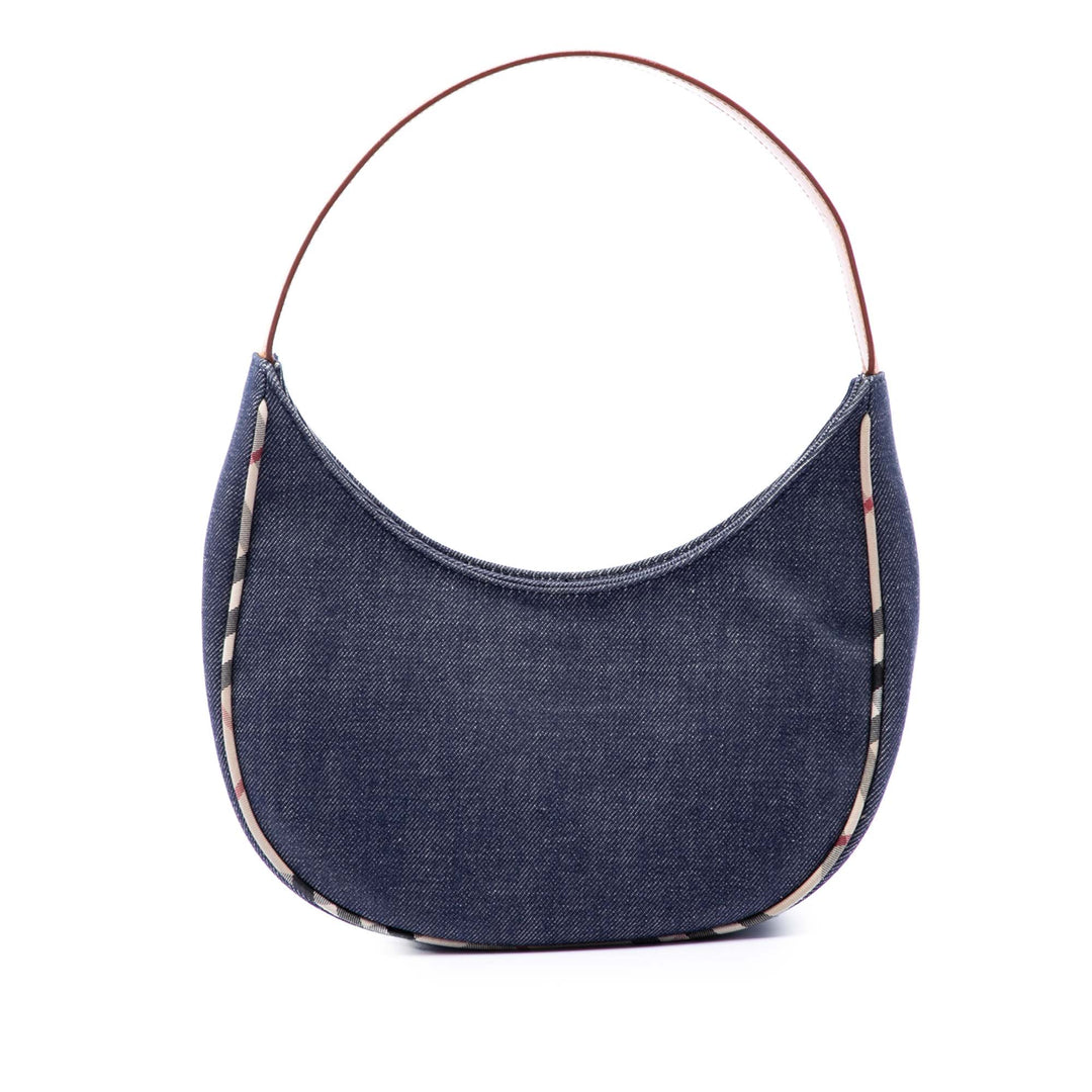 Burberry Sac porté épaule House Check à finitions Jean Bleu – vue principale – GABY PARIS