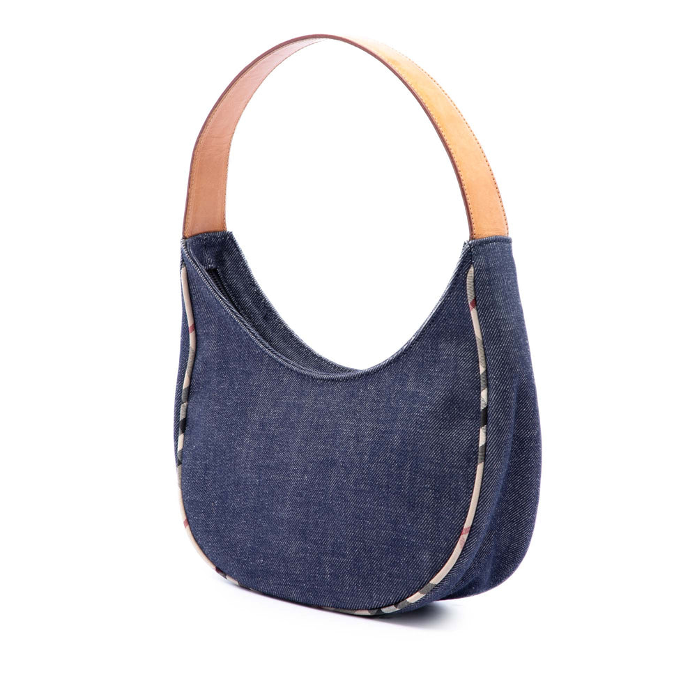 Burberry Sac porté épaule House Check à finitions Jean Bleu – vue 2 – GABY PARIS