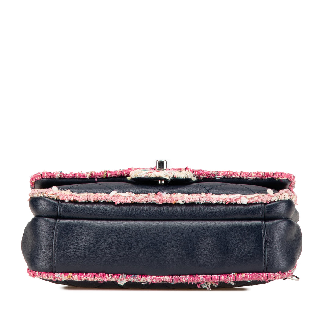 Chanel Matelassé Cuir d’agneau et Tweed Elegant Trim à rabat