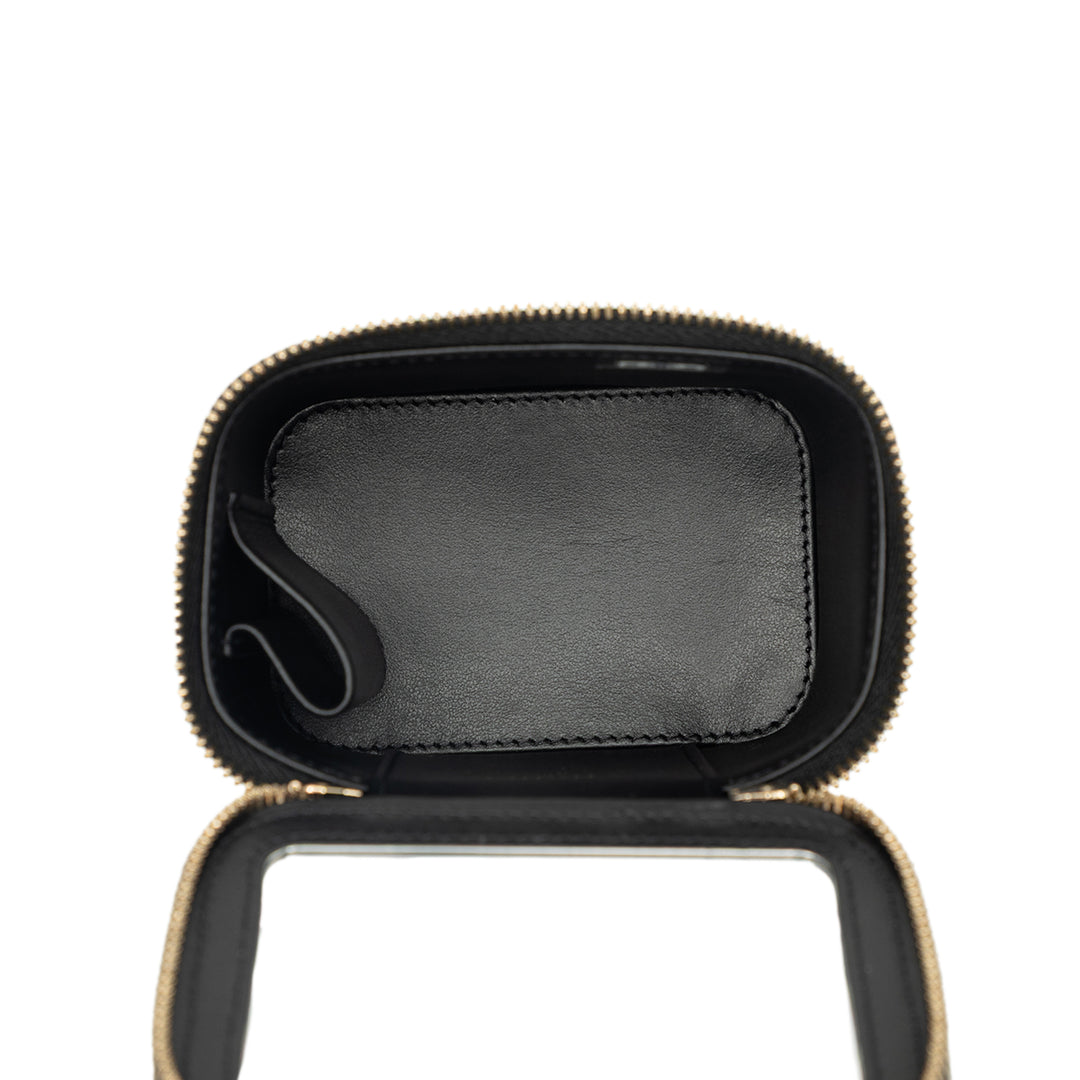 CC Matelassé Vanity avec chaîne Mini Cuir caviar Noir