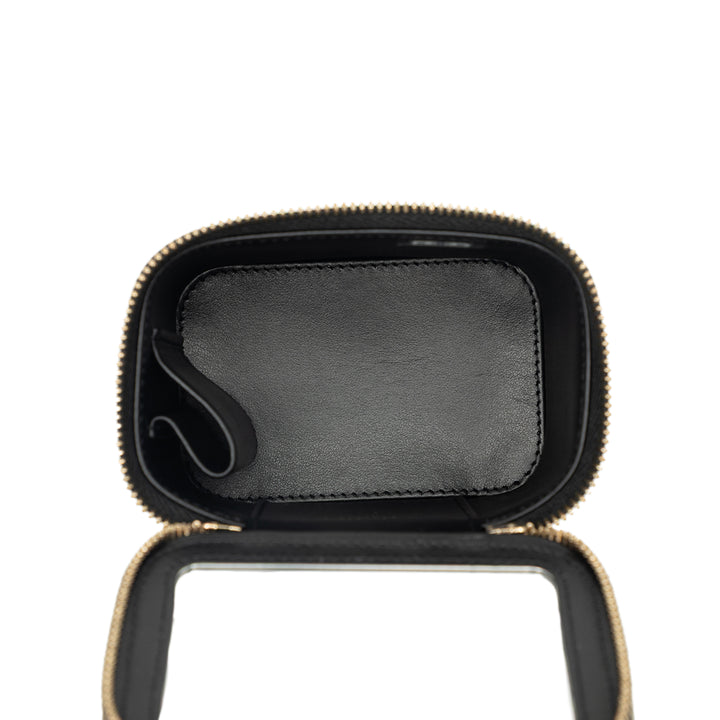 CC Matelassé Vanity avec chaîne Mini Cuir caviar Noir
