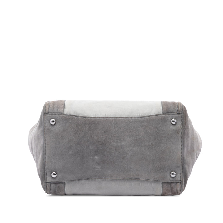 Prada Sac à main Scamosciato et Canapa Twin Poche Double Poignée Gris – vue 3 – GABY PARIS