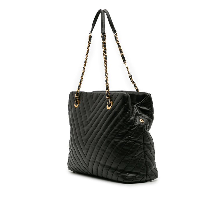 Chanel Large Chevron Cuir de veau Surpique Cabas Noir – GABY PARIS Authentique