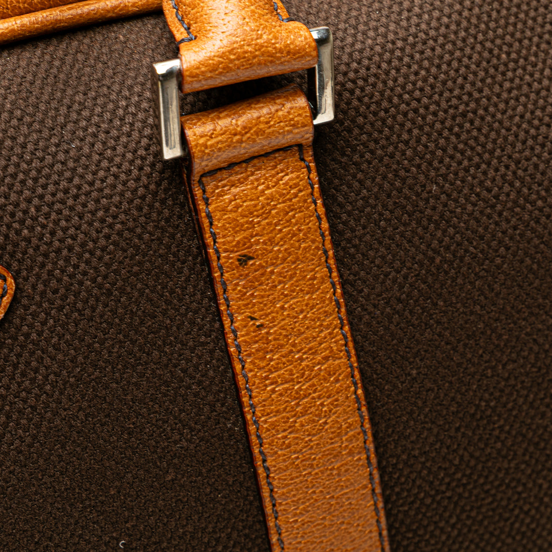 Cinghiale Trimmed Canvas Canapa Travel Bag Brown - Gaby Paris