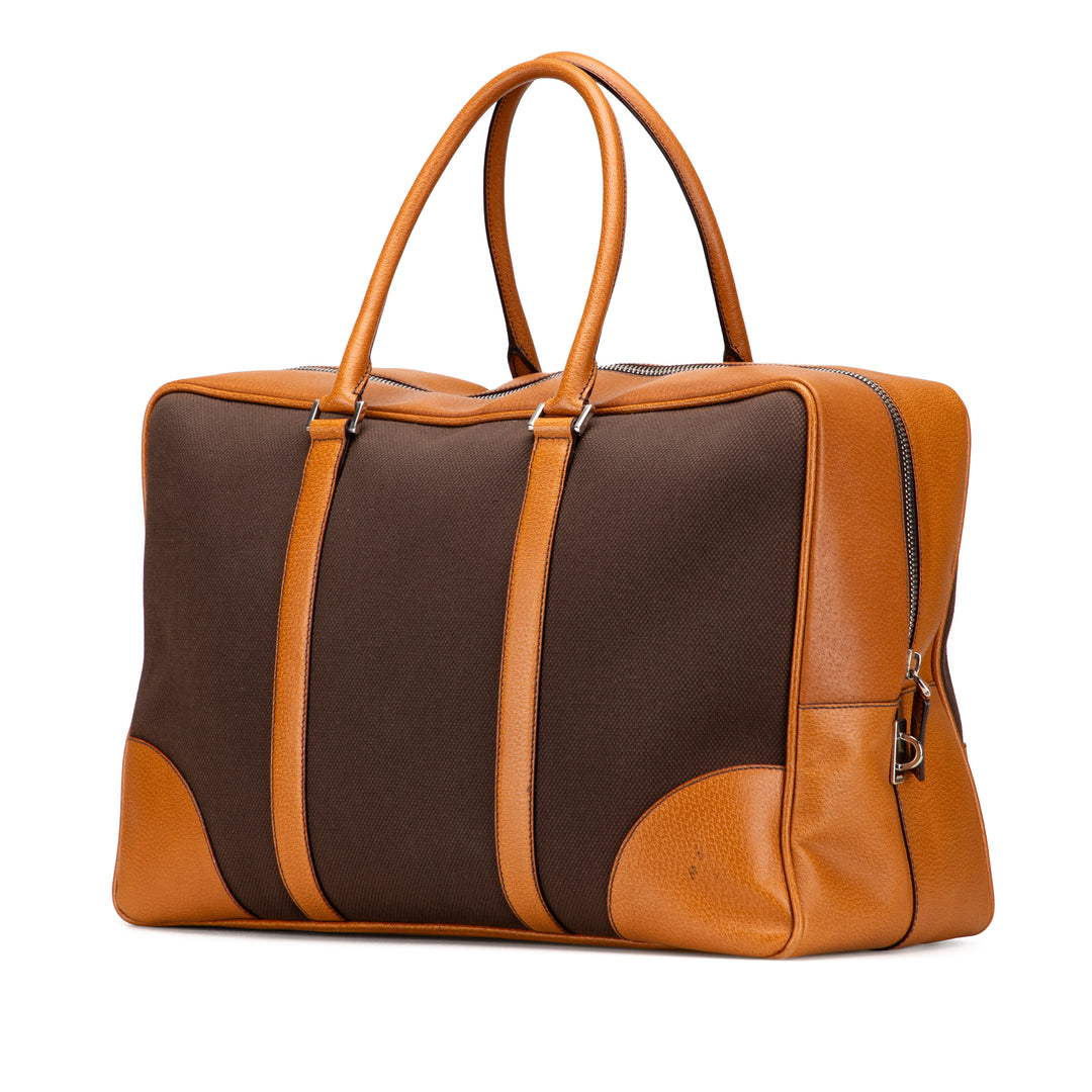 Cinghiale Trimmed Canvas Canapa Travel Bag Brown - Gaby Paris
