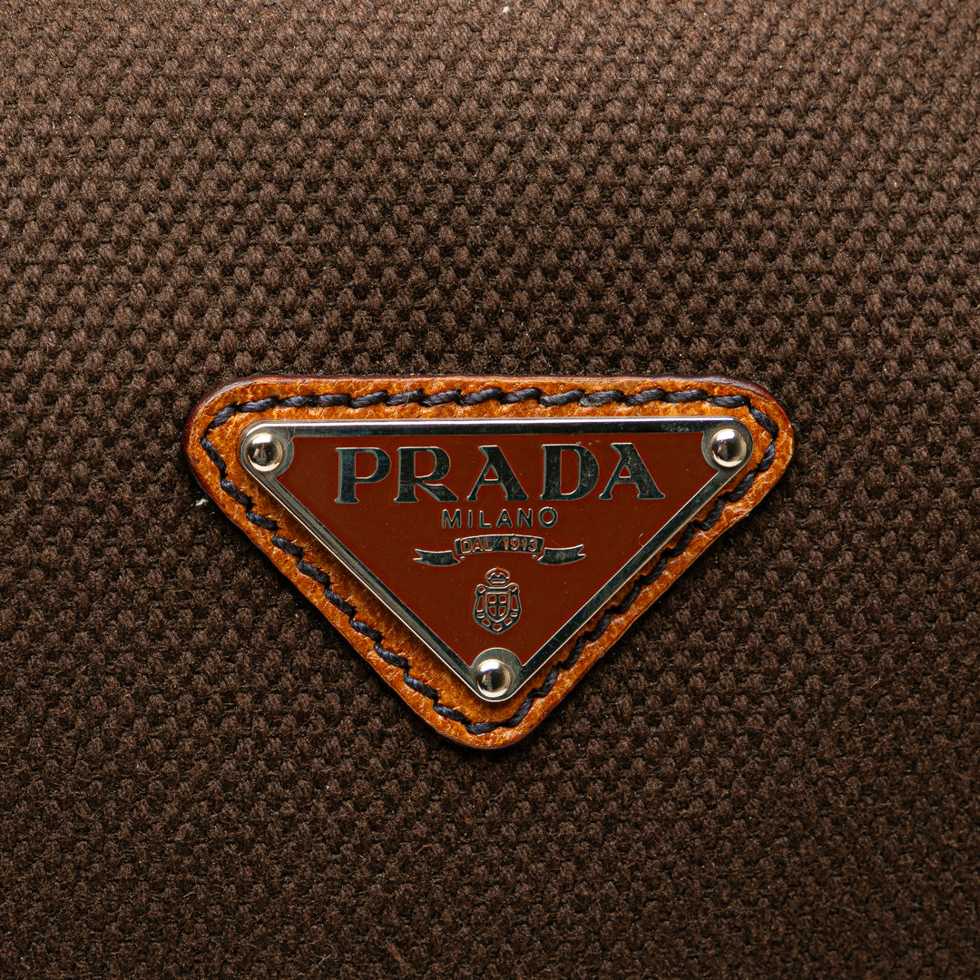 Cinghiale Trimmed Canvas Canapa Travel Bag Brown - Gaby Paris