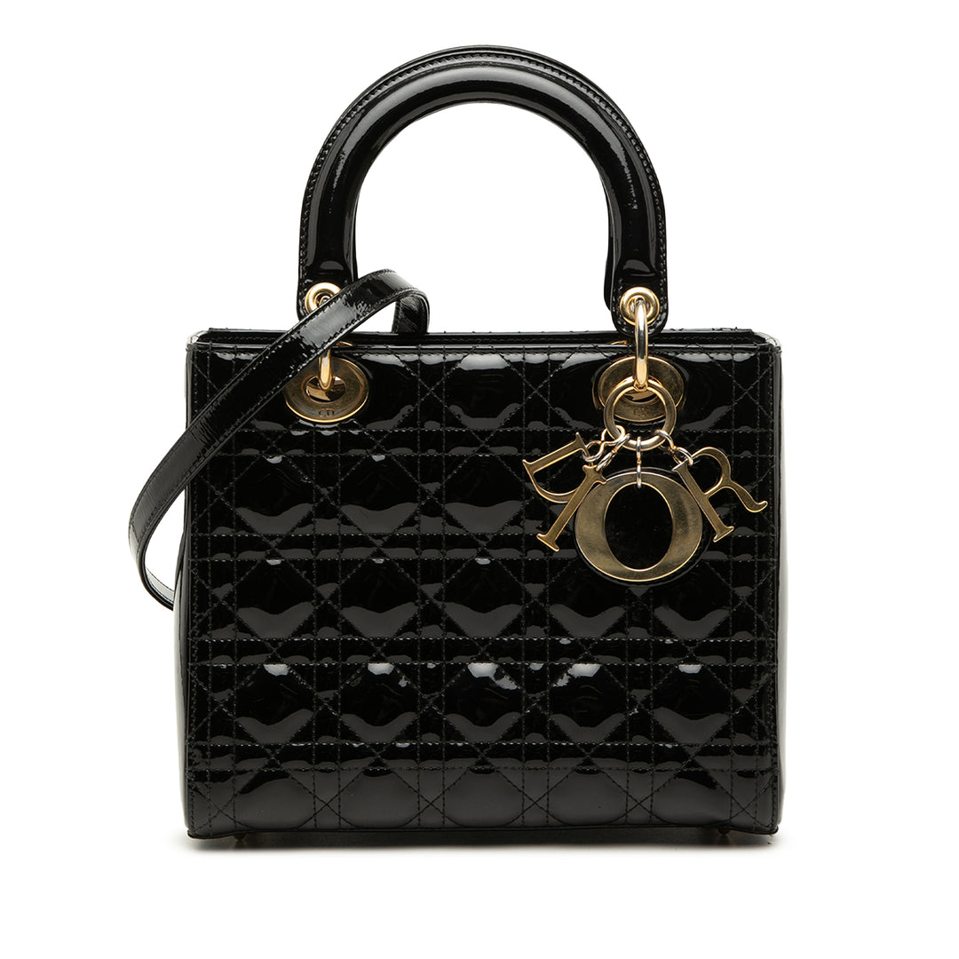 Dior Medium Cuir verni Cannage Lady Dior