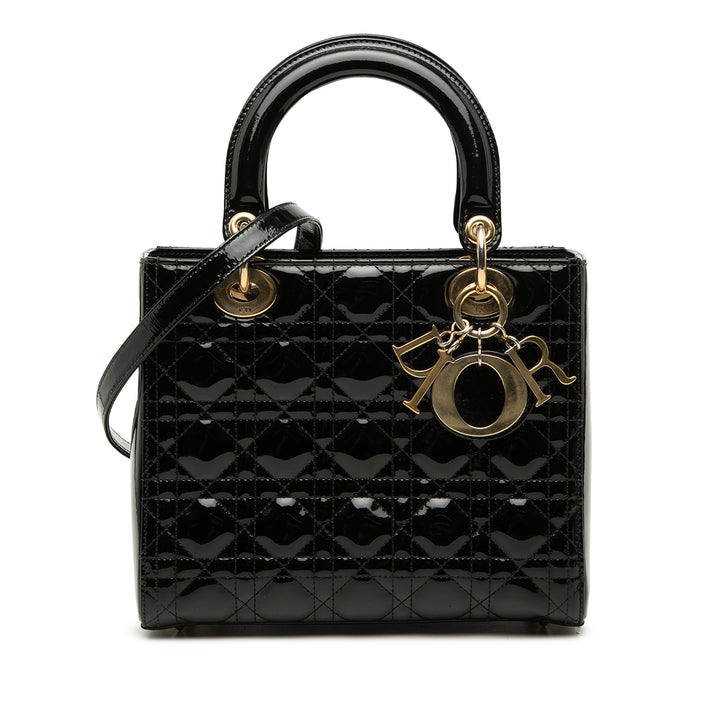 Dior Medium Cuir verni Cannage Lady Dior