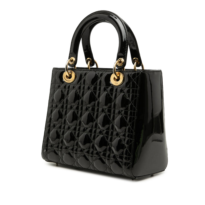 Dior Medium Cuir verni Cannage Lady Dior