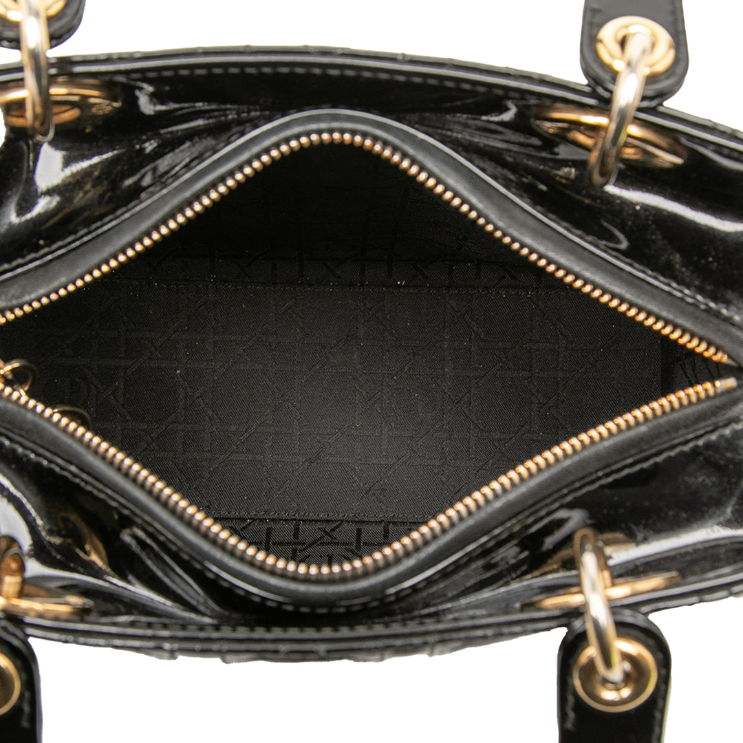 Dior Medium Cuir verni Cannage Lady Dior
