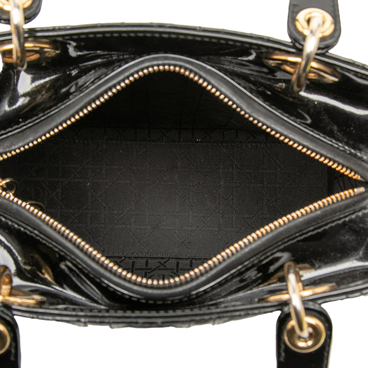 Dior Medium Cuir verni Cannage Lady Dior