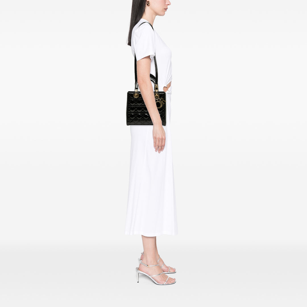 Dior Medium Cuir verni Cannage Lady Dior