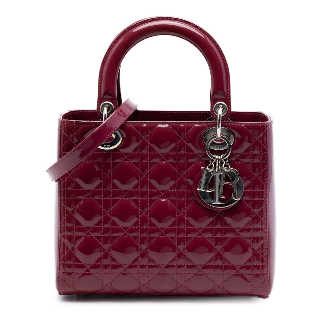 Dior Medium Cuir verni Cannage Lady Dior