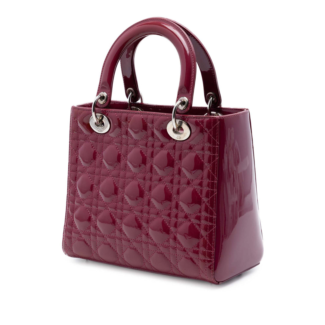 Dior Medium Cuir verni Cannage Lady Dior