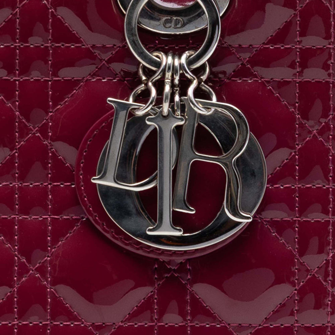 Dior Medium Cuir verni Cannage Lady Dior