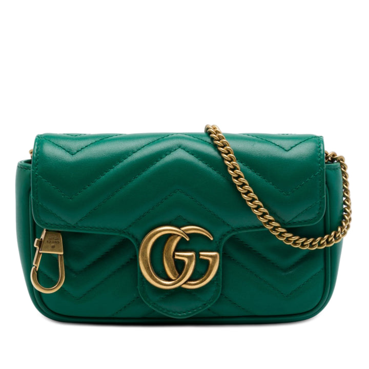 Gucci Mini GG Marmont Matelasse Cuir de veau à rabat Sac porté croisé