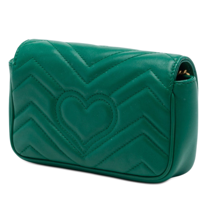 Gucci Mini GG Marmont Matelasse Cuir de veau à rabat Sac porté croisé