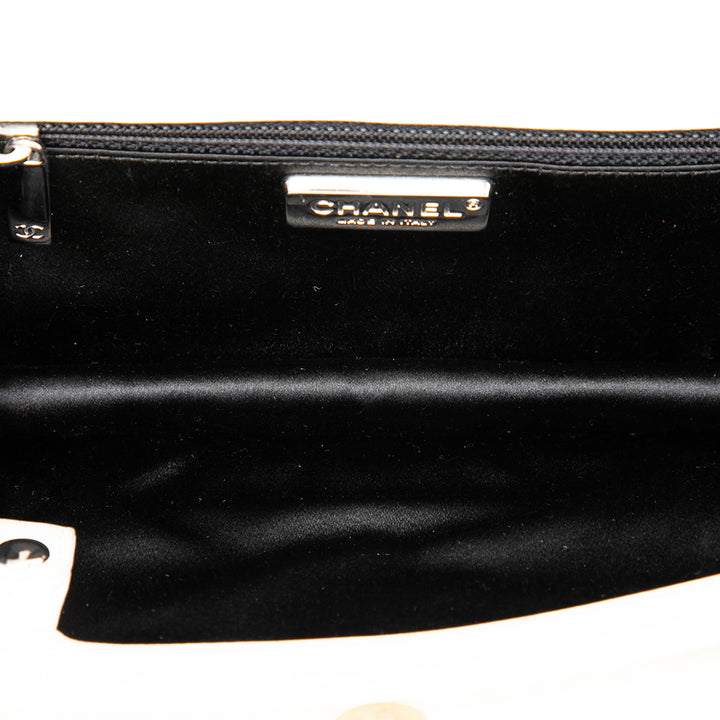 CC Matelassé Pochette avec chaîne Cuir d'agneau Noir