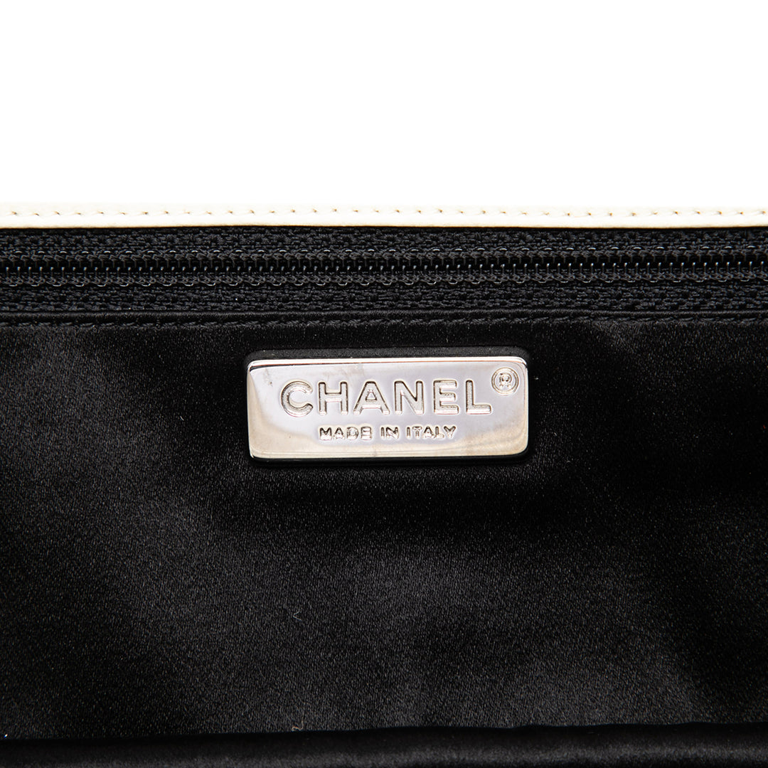 CC Matelassé Pochette avec chaîne Cuir d'agneau Noir