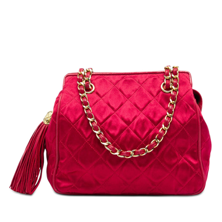 Chanel CC Matelassé Satin Pompon Chain Sac bandoulière