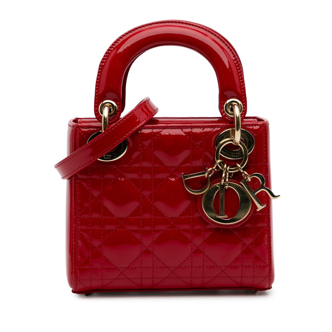 Mini Patent Cannage Lady Dior Red - Gaby Paris