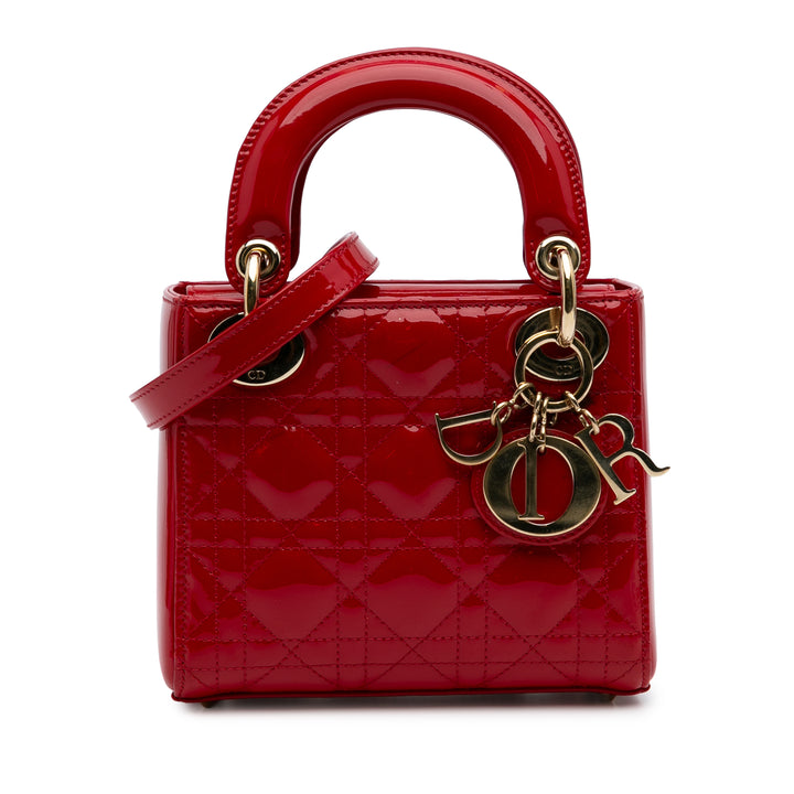 Mini Patent Cannage Lady Dior Red - Gaby Paris