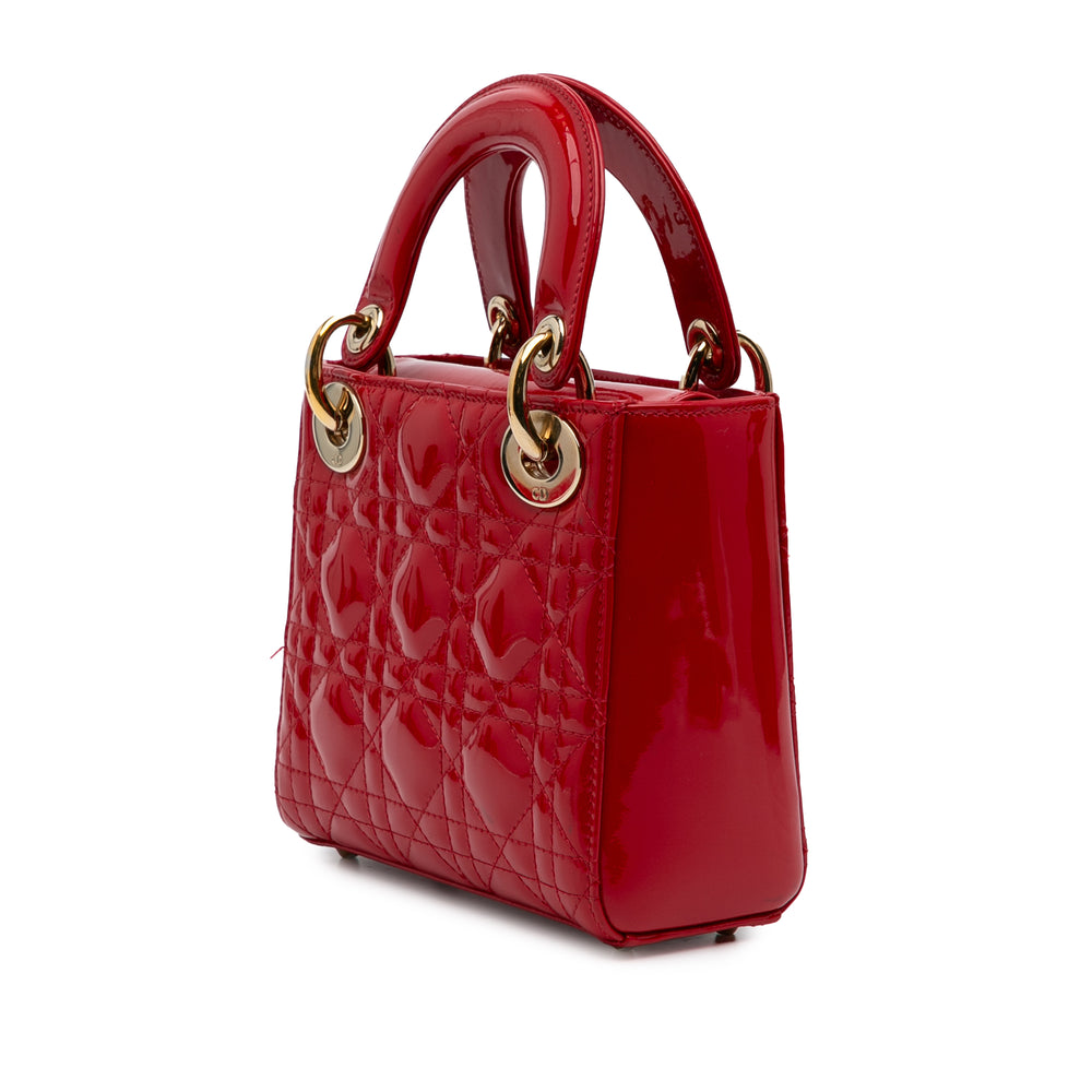 Mini Patent Cannage Lady Dior Red - Gaby Paris