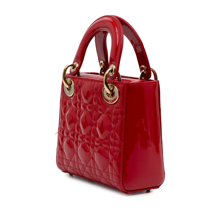 Mini Patent Cannage Lady Dior Red - Gaby Paris