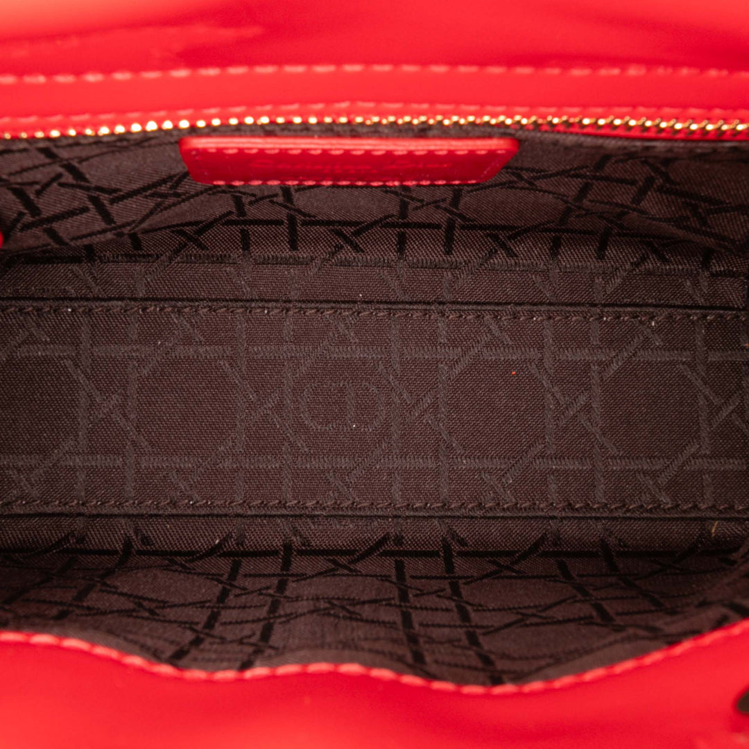 Mini Patent Cannage Lady Dior Red - Gaby Paris