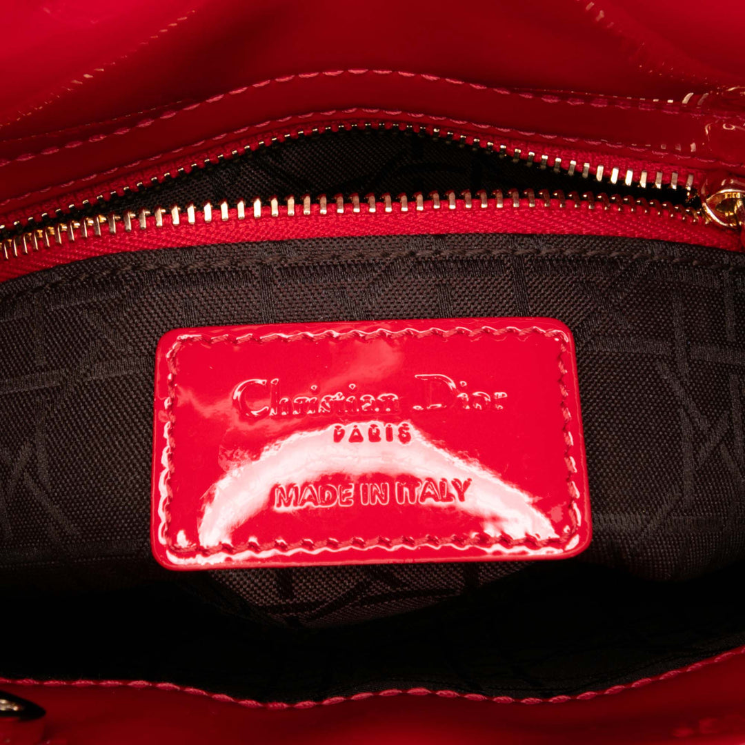 Mini Patent Cannage Lady Dior Red - Gaby Paris
