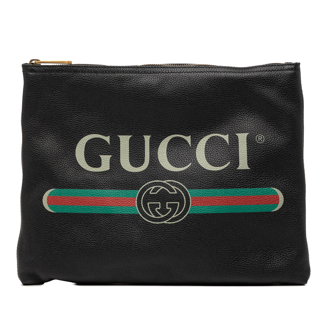Gucci Logo Portfolio Pochette Moyen Cuir de veau